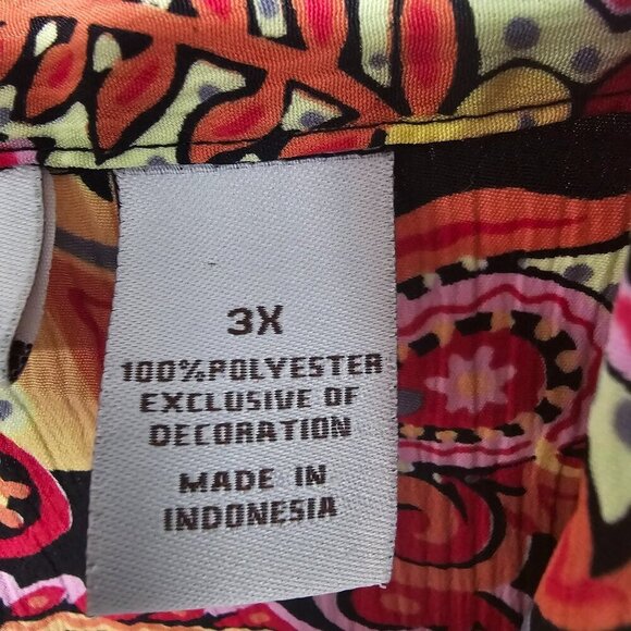 Kim Rogers Red Paisley Layered Boho Button Down Blouse 3X - Picture 10 of 12